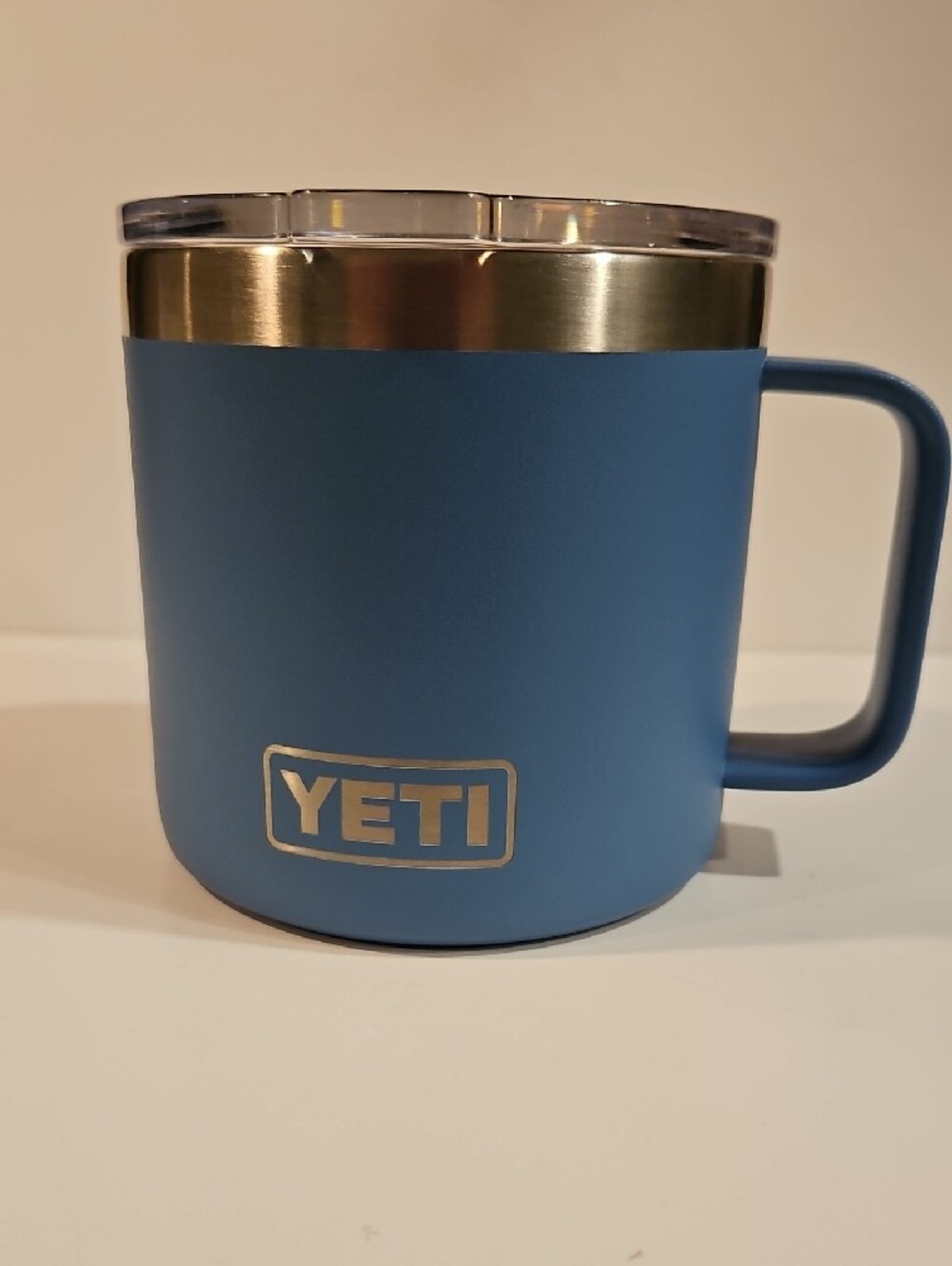 Yeti Blue Rambler 14 Oz. Stainless steel Travel mug. - Picture 2 of 5